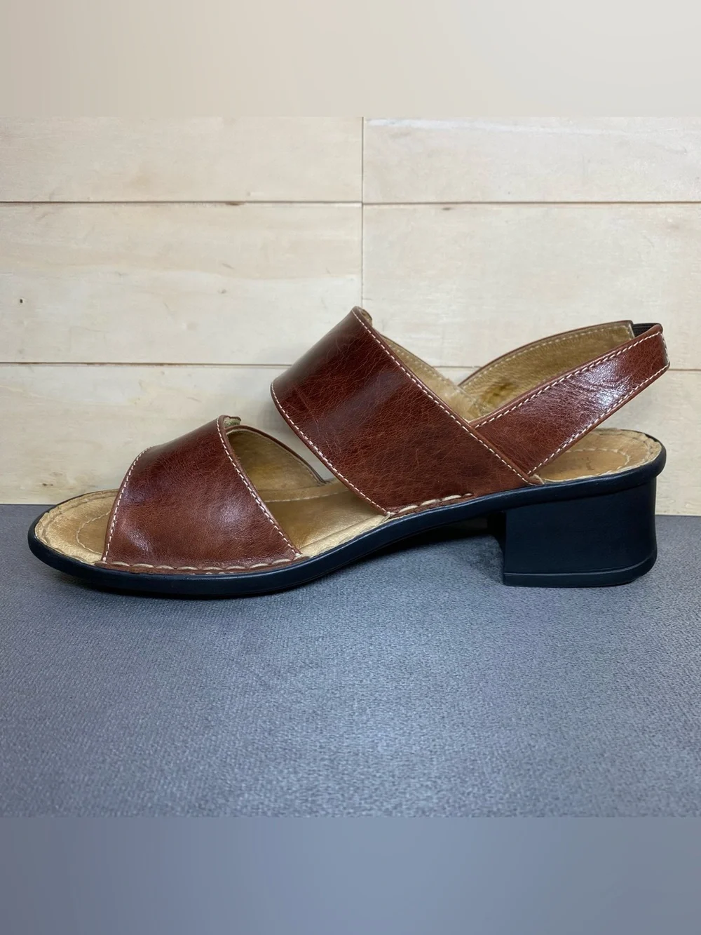 Josef Seibel Sandals Brown Leather Women's Size 7.5 Shoes EU38 Adjustable